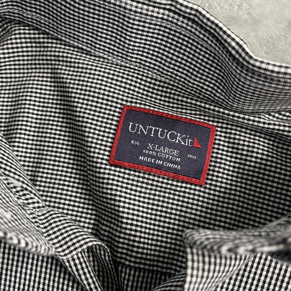 UNTUCKit Shirt Mens XL Gray Check Gingham Long Sleeve Button Down Cotton Casual - Picture 5 of 9